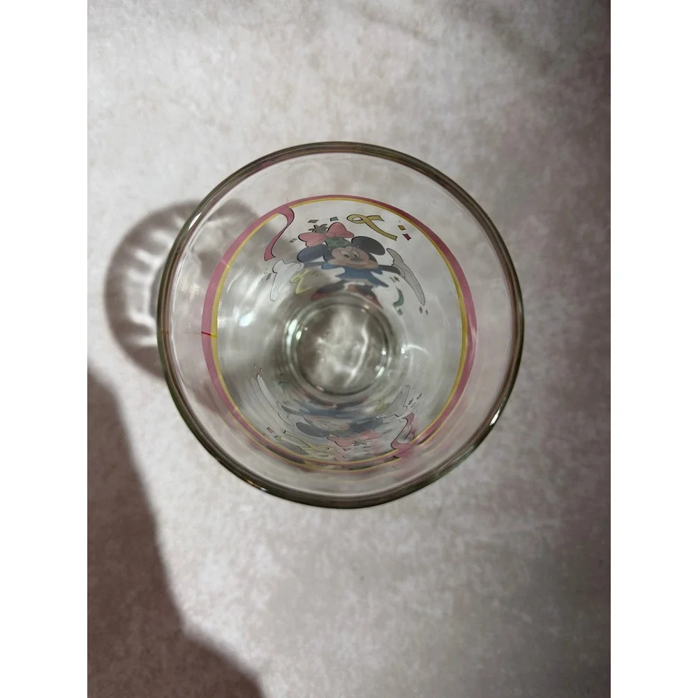 Disney Minnie Mouse Birthday Celebration Glass Tumbler Gibson Clear 16oz